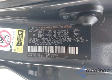 2011 Toyota Highlander Se V6 z USA, uszkodzony, nr VIN 5TDBK3EH9BS082653